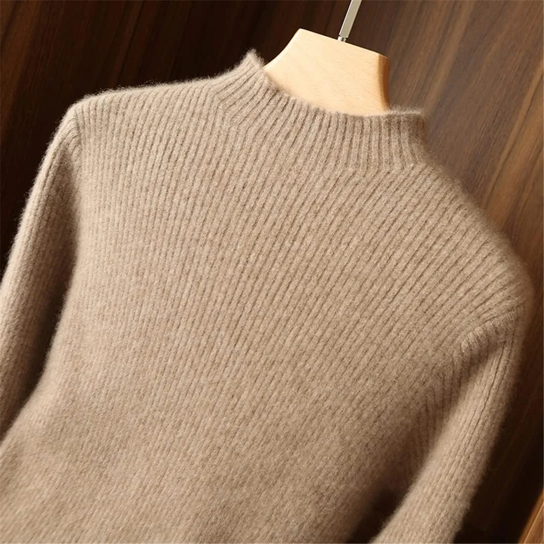 100% Solid Wool Cashmere Long Dress for Women Sexy Soft Warm Knitted Knitwears Ladies Sweater Dress
