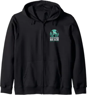 2-Sided Mavericks Beach Half Moon Bay Surfing Sunset Retro Zip Hoodie