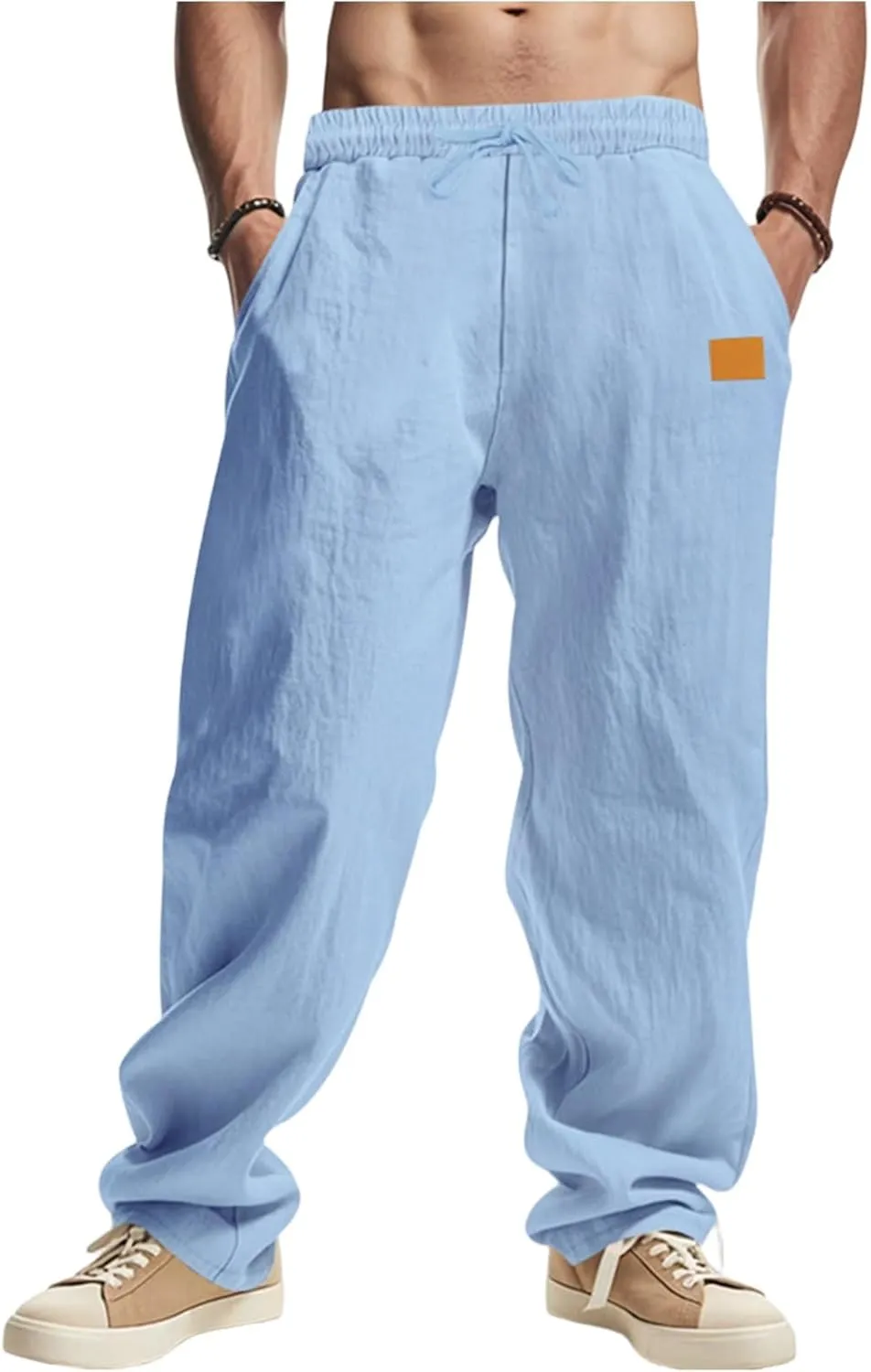 2025 Men's Beach Pants Solid Color Comfortable Breathable Casual Pants