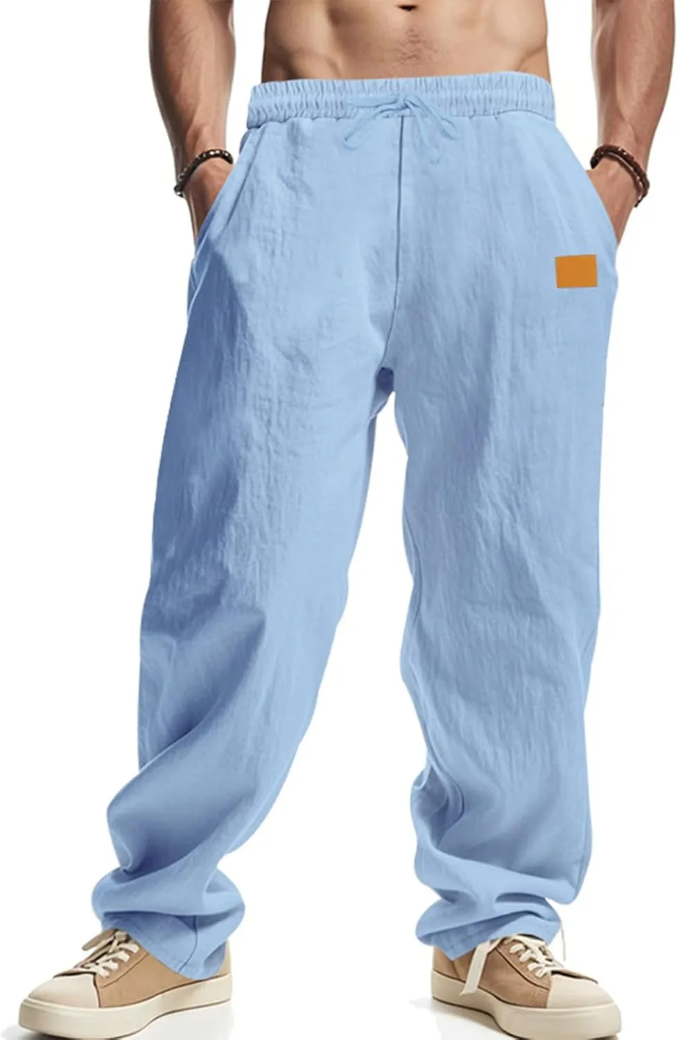 2025 Men's Beach Pants Solid Color Comfortable Breathable Casual Pants