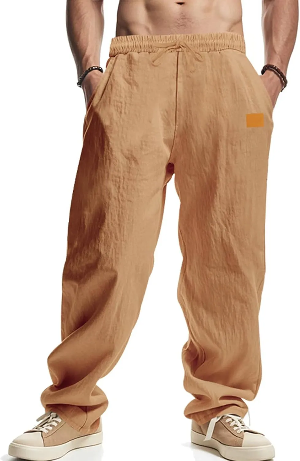 2025 Men's Beach Pants Solid Color Comfortable Breathable Casual Pants