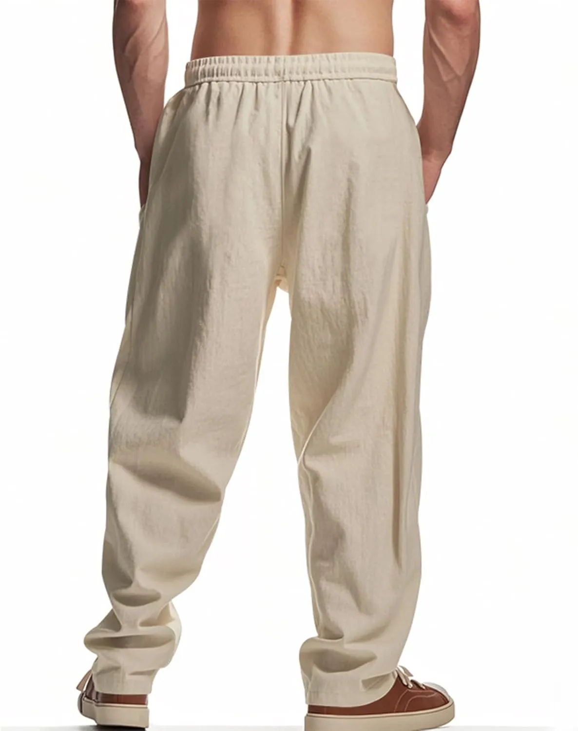 2025 Men's Beach Pants Solid Color Comfortable Breathable Casual Pants