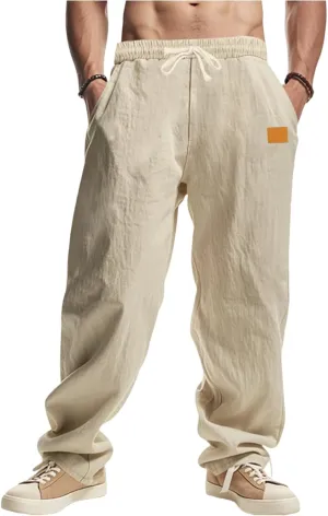 2025 Men's Beach Pants Solid Color Comfortable Breathable Casual Pants