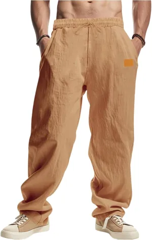 2025 Men's Beach Pants Solid Color Comfortable Breathable Casual Pants