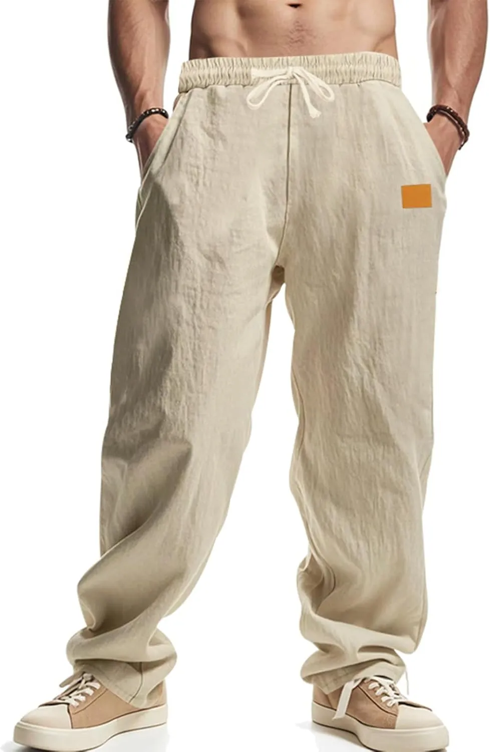 2025 Men's Beach Pants Solid Color Comfortable Breathable Casual Pants