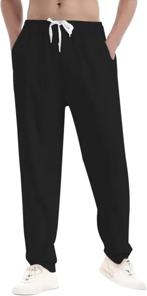 2025 Men's Casual Pants Loose Solid Color Breathable Pants