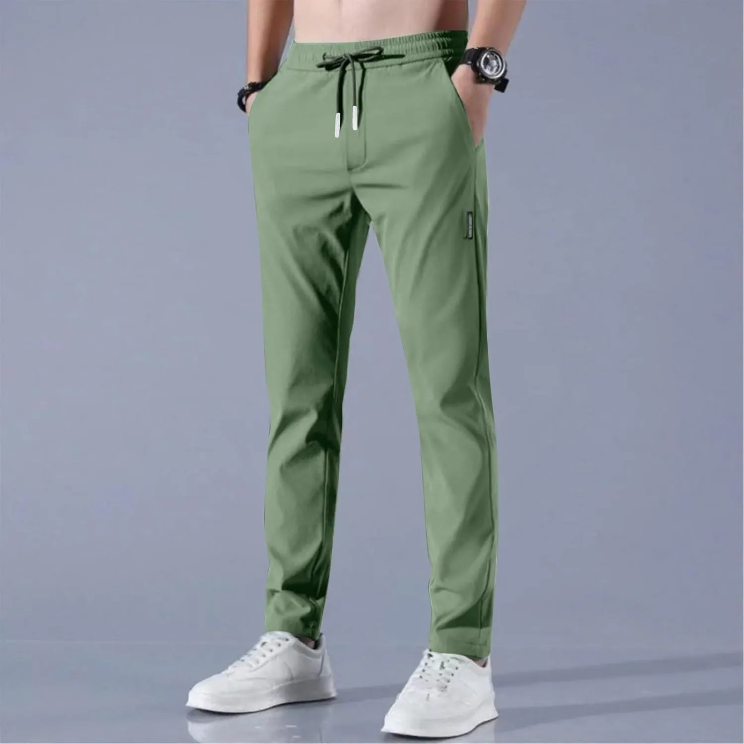 2025 Men's Summer Breathable Elastic Waist Straight Casual Pants