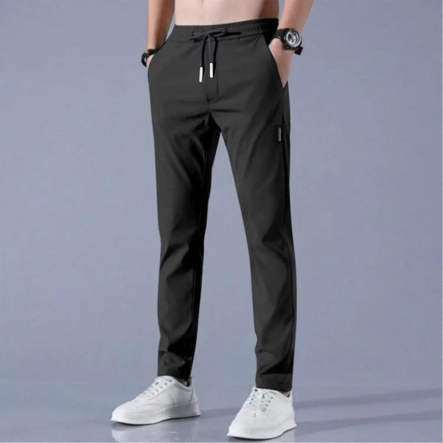 2025 Men's Summer Breathable Elastic Waist Straight Casual Pants