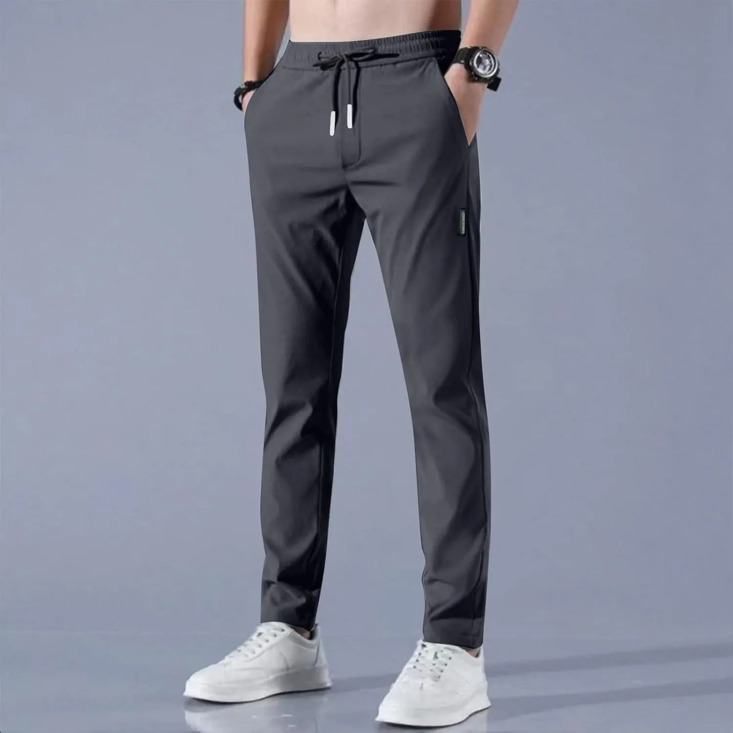 2025 Men's Summer Breathable Elastic Waist Straight Casual Pants