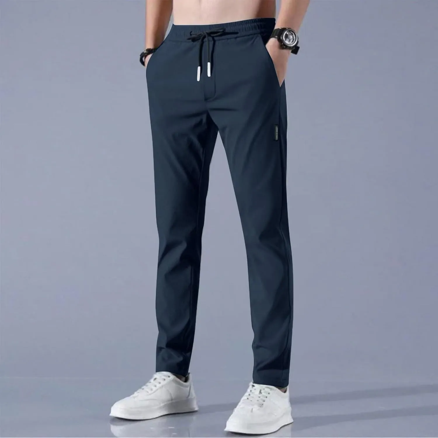 2025 Men's Summer Breathable Elastic Waist Straight Casual Pants