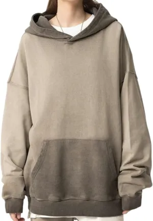 Acid Wash Hoodies  Trendy Vintage Heavyweight Sweatshirt for Men Elastic Ribbed Cuffs and Hem Hoodies Y2k