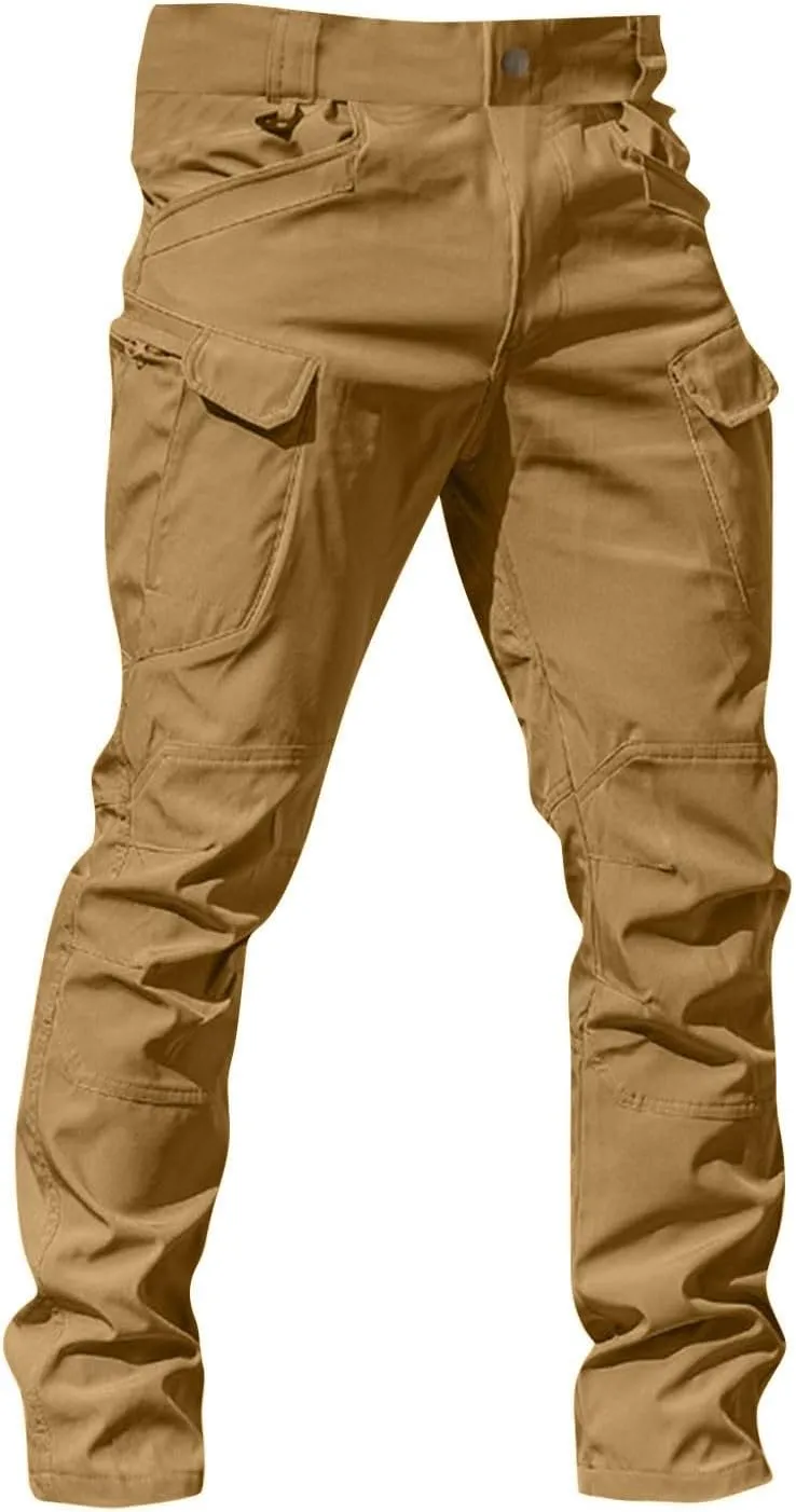 ADHOWBEW Cargo Pants Men Elastic Waist Big and Tall Stretch Relaxed Fit Waterproof Work Trousers
