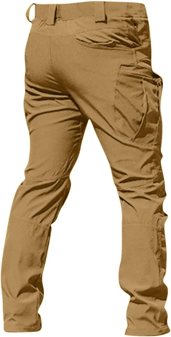 ADHOWBEW Cargo Pants Men Elastic Waist Big and Tall Stretch Relaxed Fit Waterproof Work Trousers