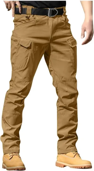 ADHOWBEW Cargo Pants Men Elastic Waist Big and Tall Stretch Relaxed Fit Waterproof Work Trousers