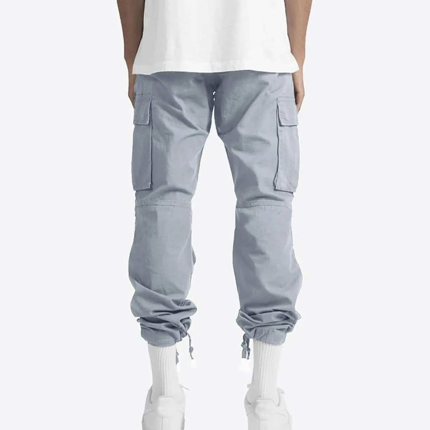 ADHOWBEW Mens Tactical Cargo Pants Construction Elastic Waist Work Hiking Stretch Workout Trousers