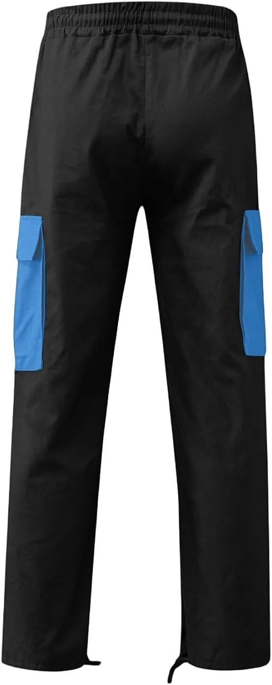 ADHOWBEW Mens Tactical Cargo Pants Relaxed Fit Elastic Waist Work Hiking Stretch Pockets Joggers