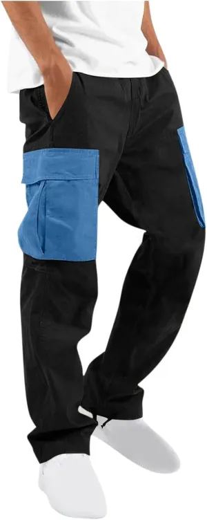 ADHOWBEW Mens Tactical Cargo Pants Relaxed Fit Elastic Waist Work Hiking Stretch Pockets Joggers