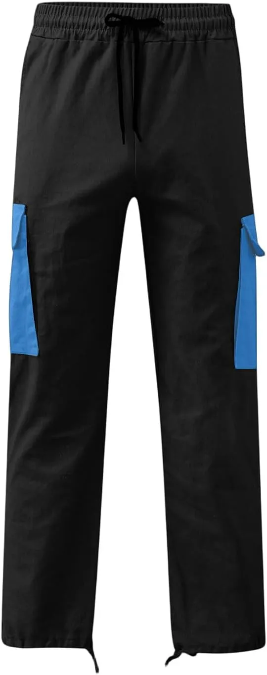 ADHOWBEW Mens Tactical Cargo Pants Relaxed Fit Elastic Waist Work Hiking Stretch Pockets Joggers