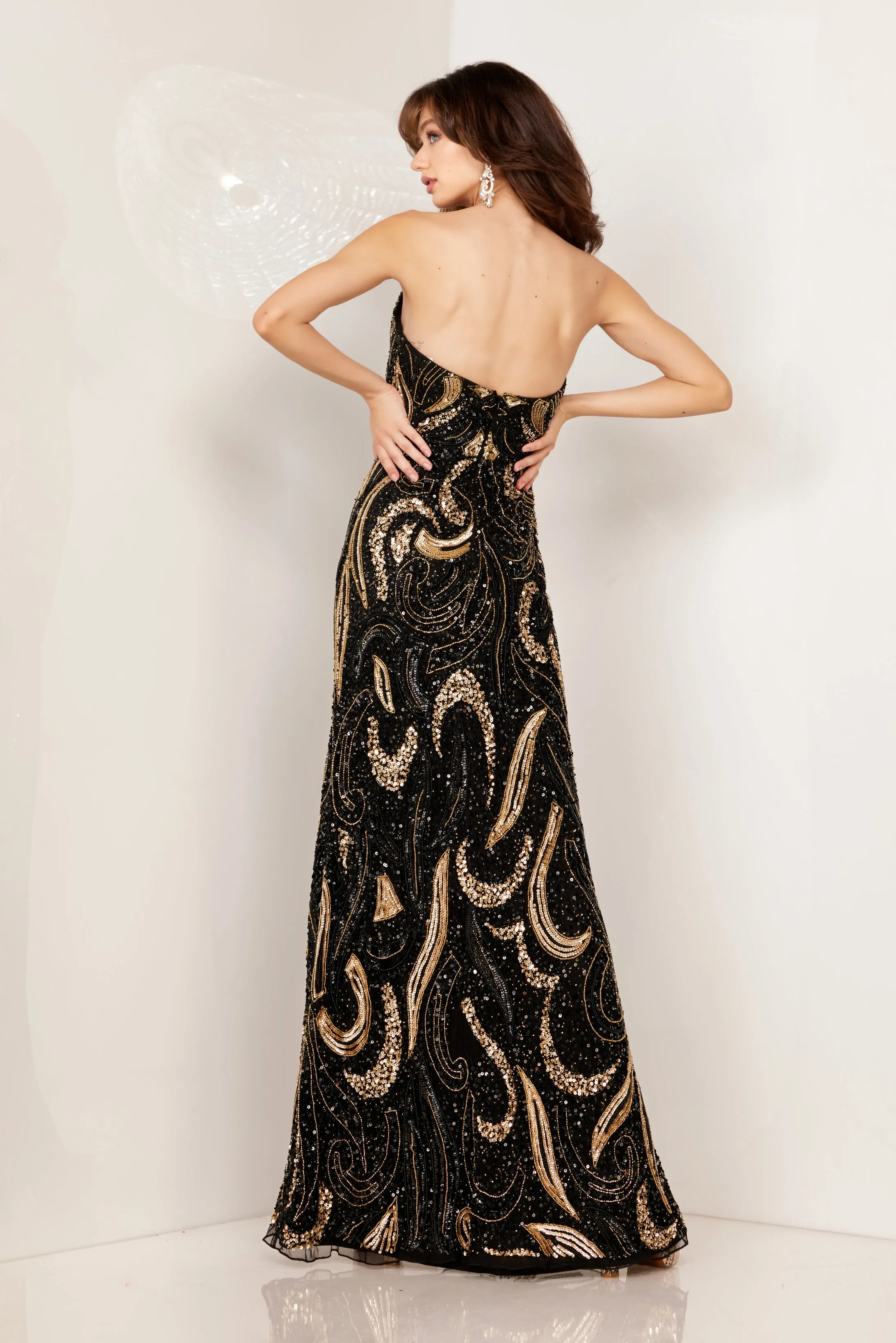 Aleta 1105 Sequin Long Formal Prom Fitted Dress