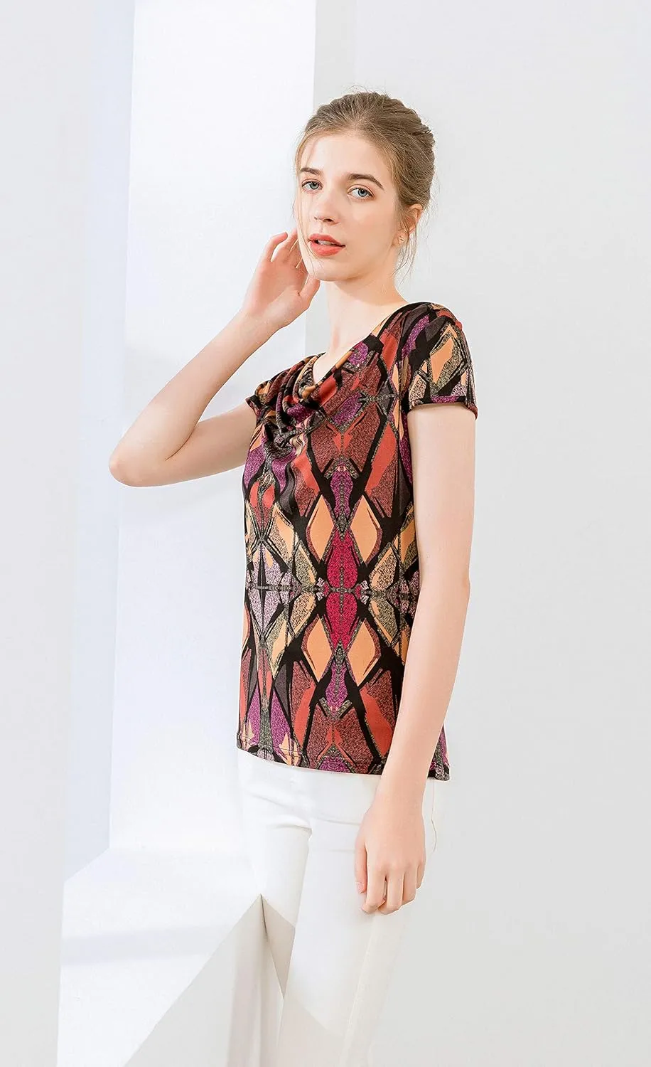 Alexander Silk Women's Pure Mulberry Silk Printed Shirt