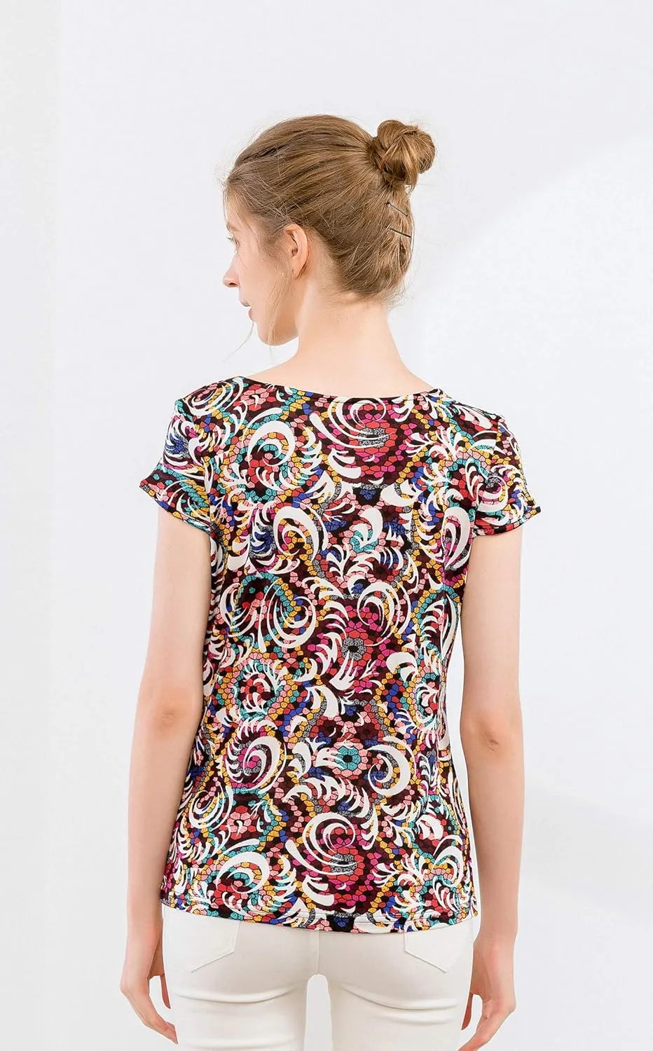 Alexander Silk Women's Pure Mulberry Silk Printed Shirt