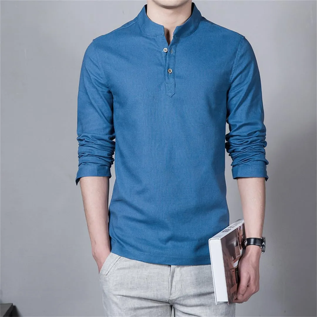 Alloaone Men Shirt Long-Sleeve Casual Shirt Slim Fit Chemise Homme Plus Size