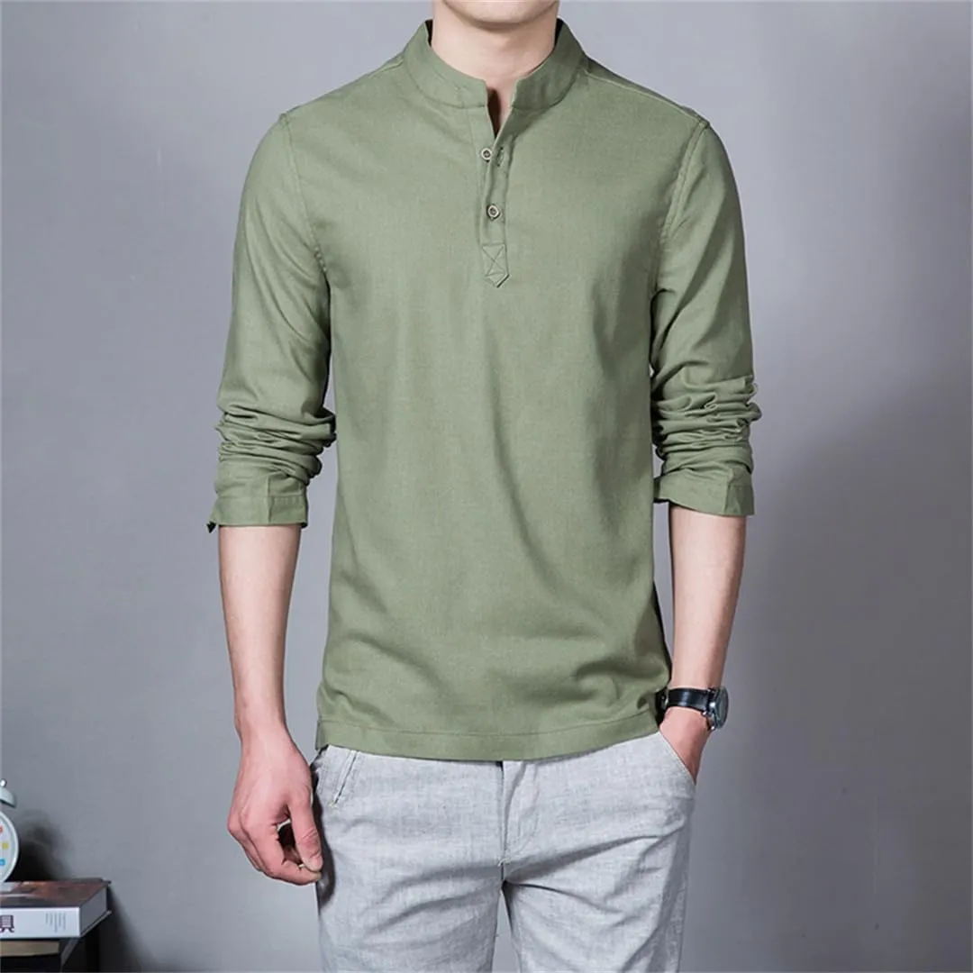 Alloaone Men Shirt Long-Sleeve Casual Shirt Slim Fit Chemise Homme Plus Size