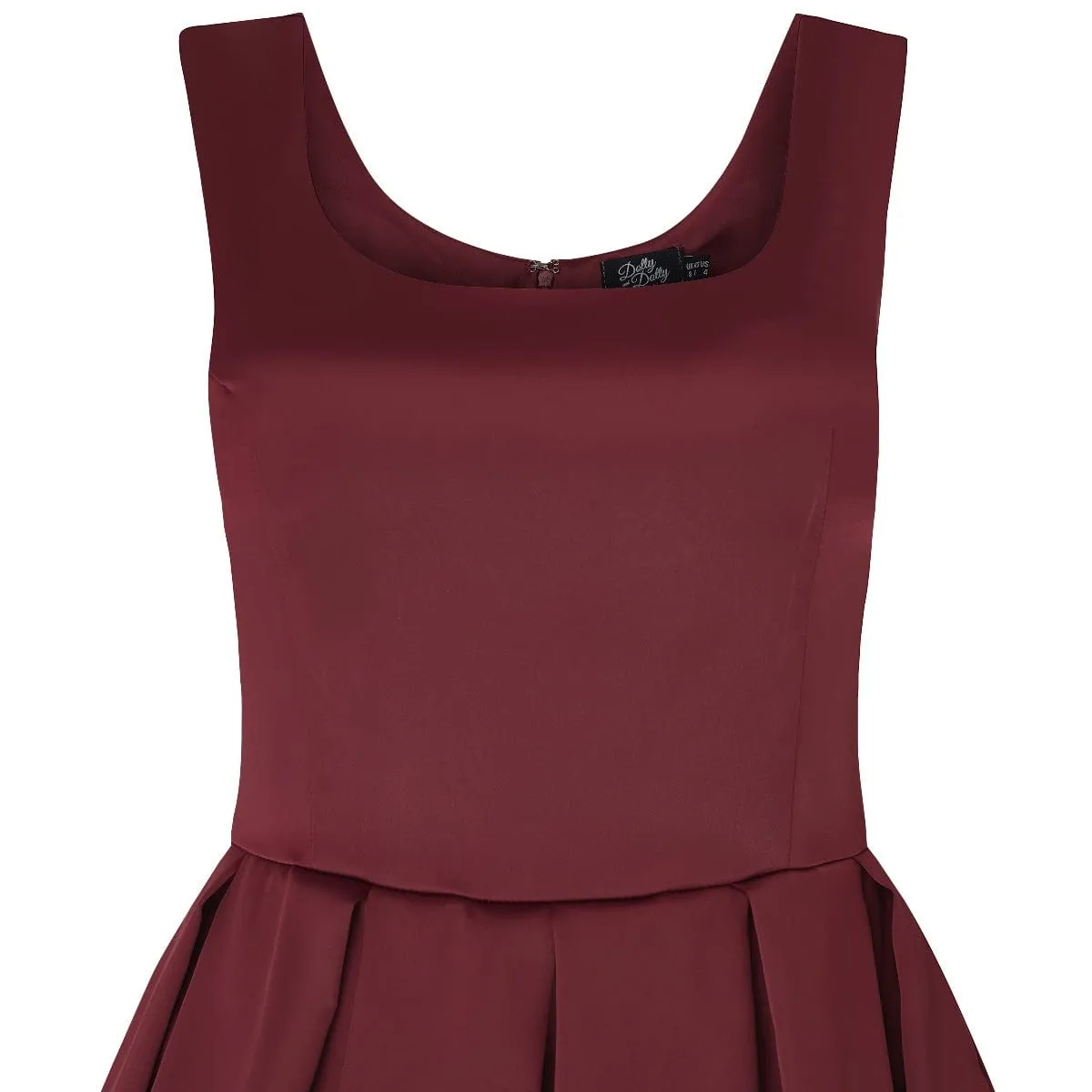 Amanda Scoop Neck Satin Swing Dress in Burgundy