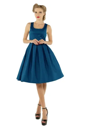 Amanda Scoop Neck Swing Dress in Peacock Blue