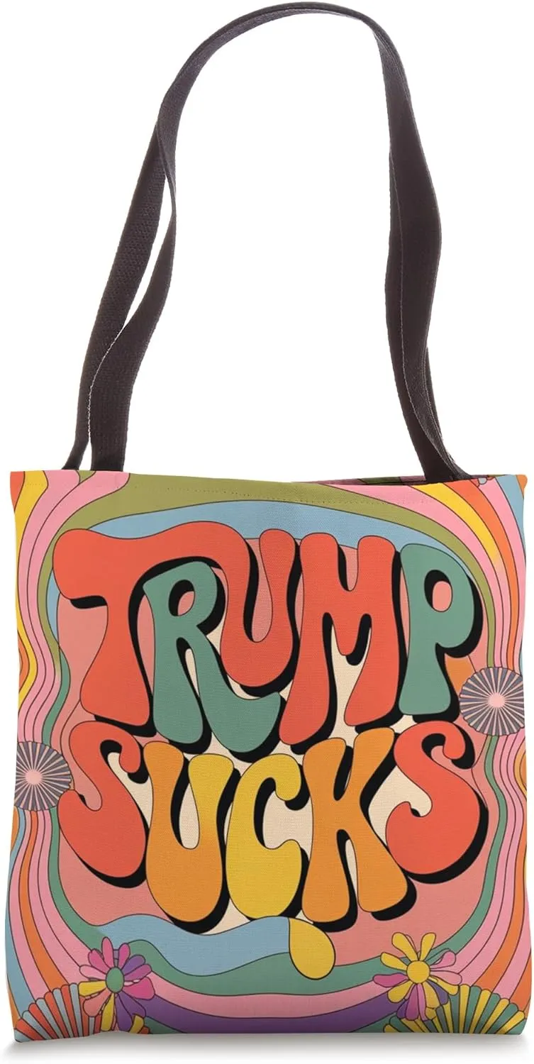 Anti Trump Groovy Ironic 60s 70s Vintage Inspired Retro Tote Bag
