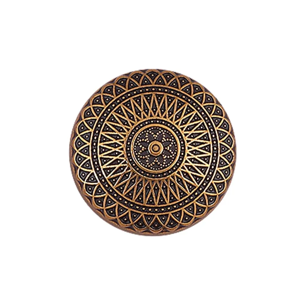 Antique Gold Engraved Design Shank Metal Button for Ethnic Outfits