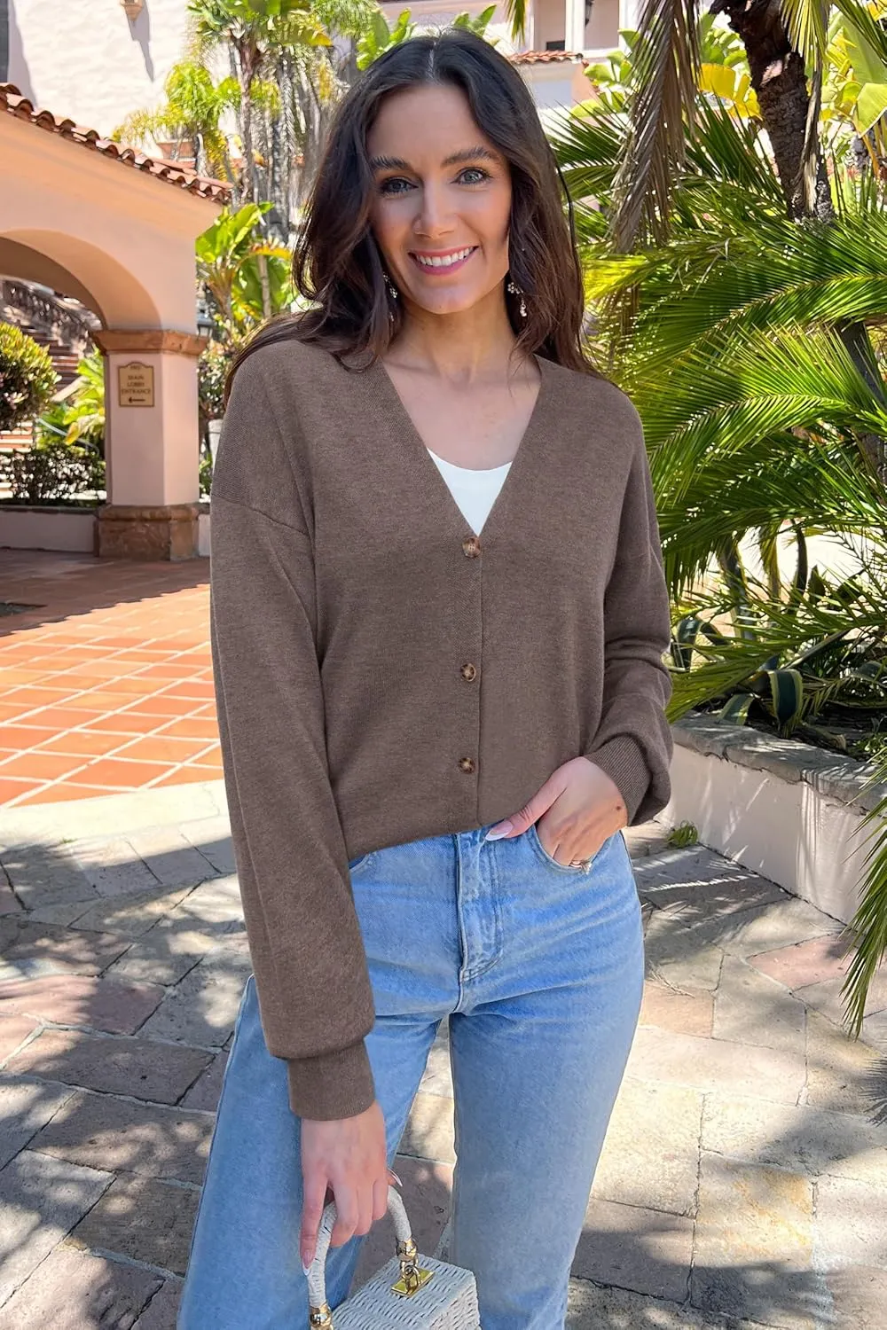 Arach&Cloz Women??s Wool Blend Lightweight Summer Business Casual Cardigan Sweaters