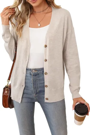 Arach&Cloz Women??s Wool Blend Lightweight Summer Business Casual Cardigan Sweaters