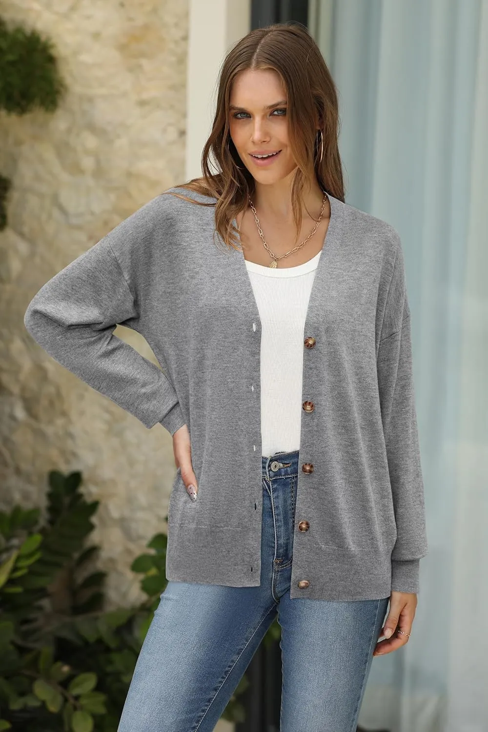 Arach&Cloz Women??s Wool Blend Lightweight Summer Business Casual Cardigan Sweaters
