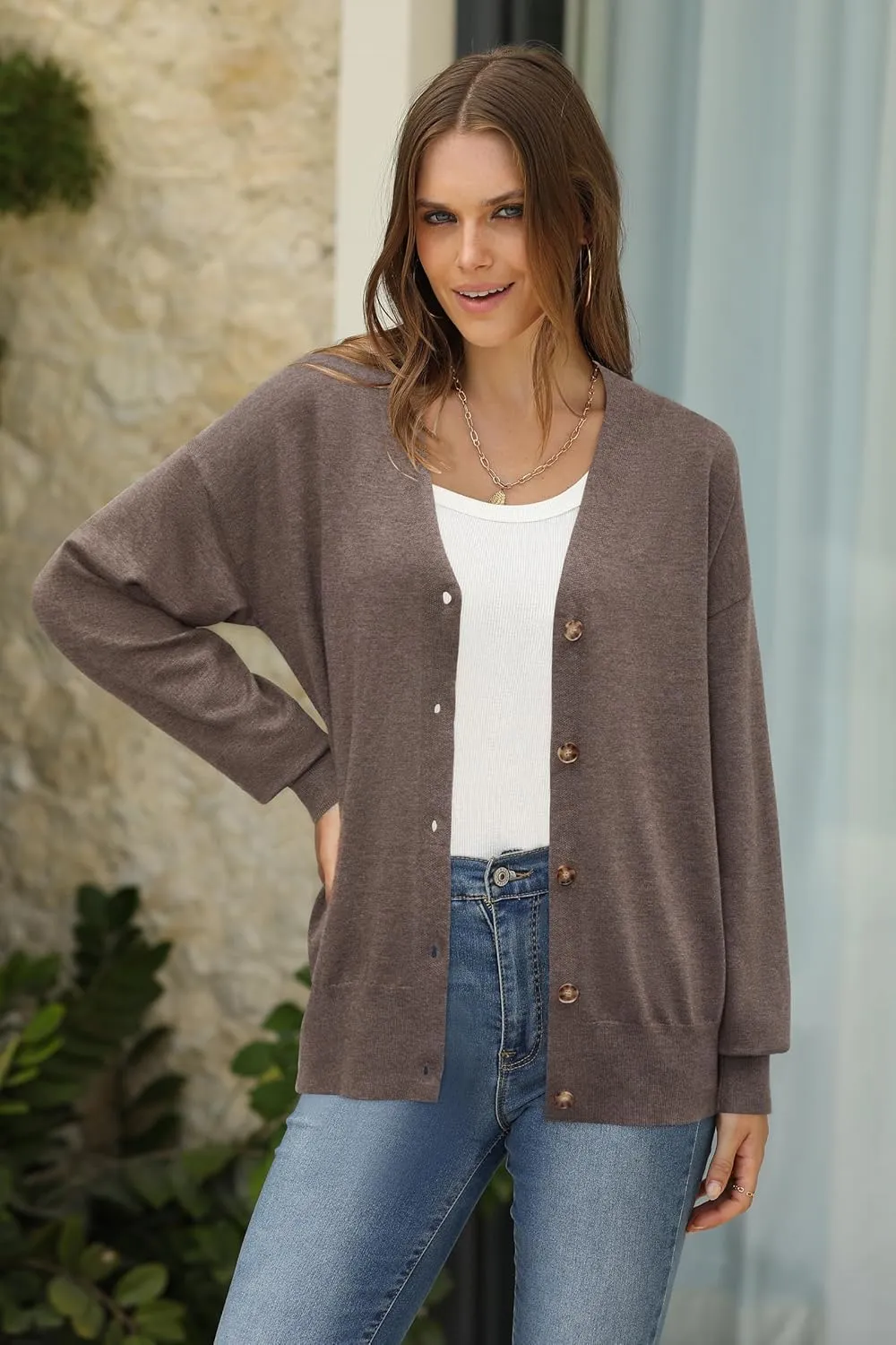 Arach&Cloz Women??s Wool Blend Lightweight Summer Business Casual Cardigan Sweaters