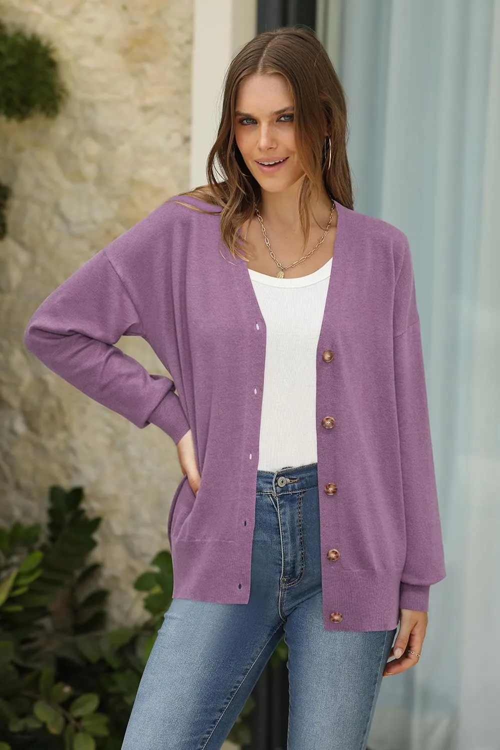 Arach&Cloz Women??s Wool Blend Lightweight Summer Business Casual Cardigan Sweaters
