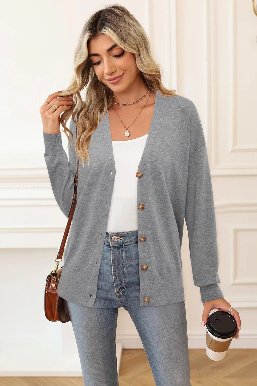 Arach&Cloz Women??s Wool Blend Lightweight Summer Business Casual Cardigan Sweaters