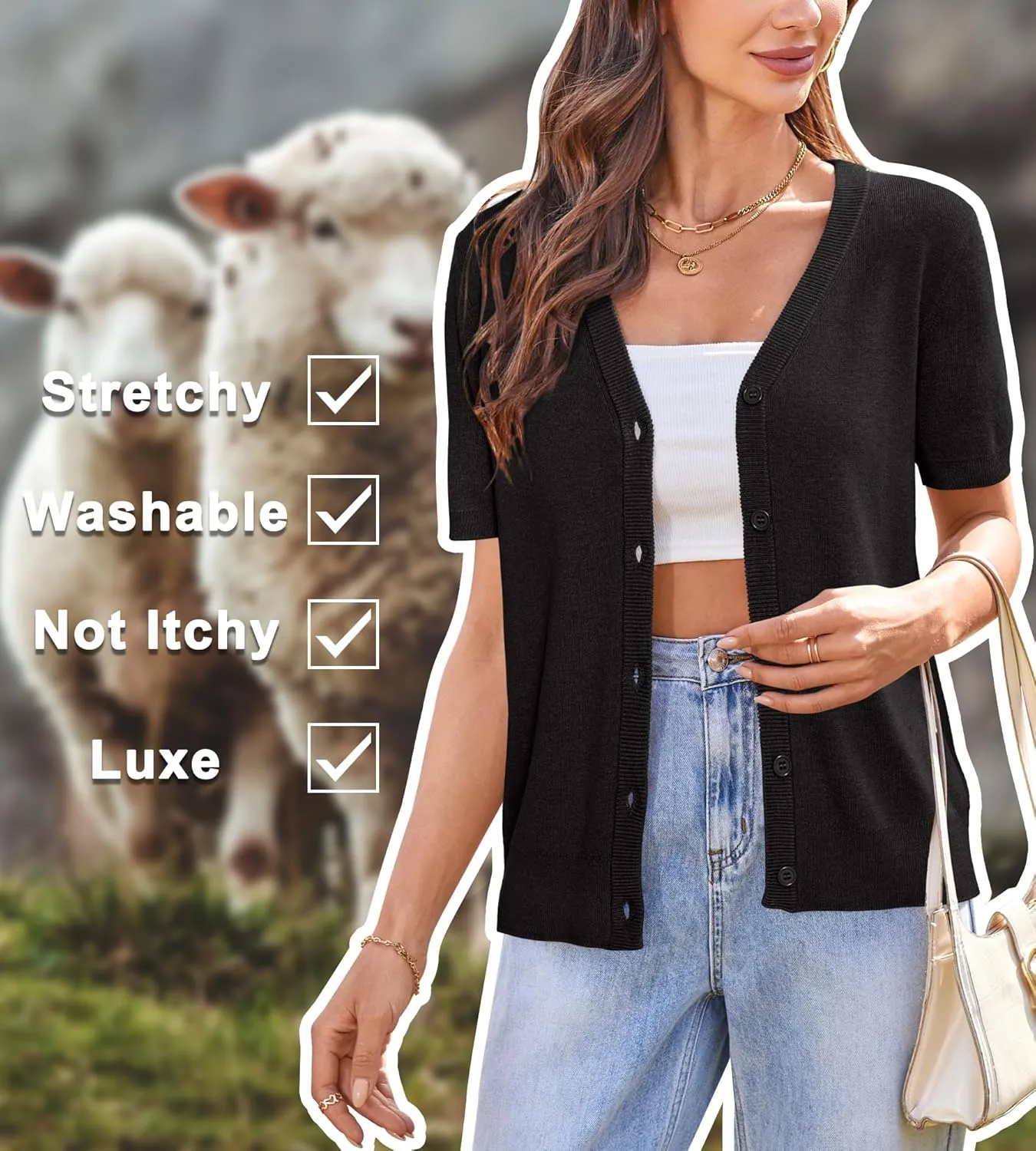 Arach&Cloz Women's Wool Blend Summer Business Casual Cardigan Sweaters 2025
