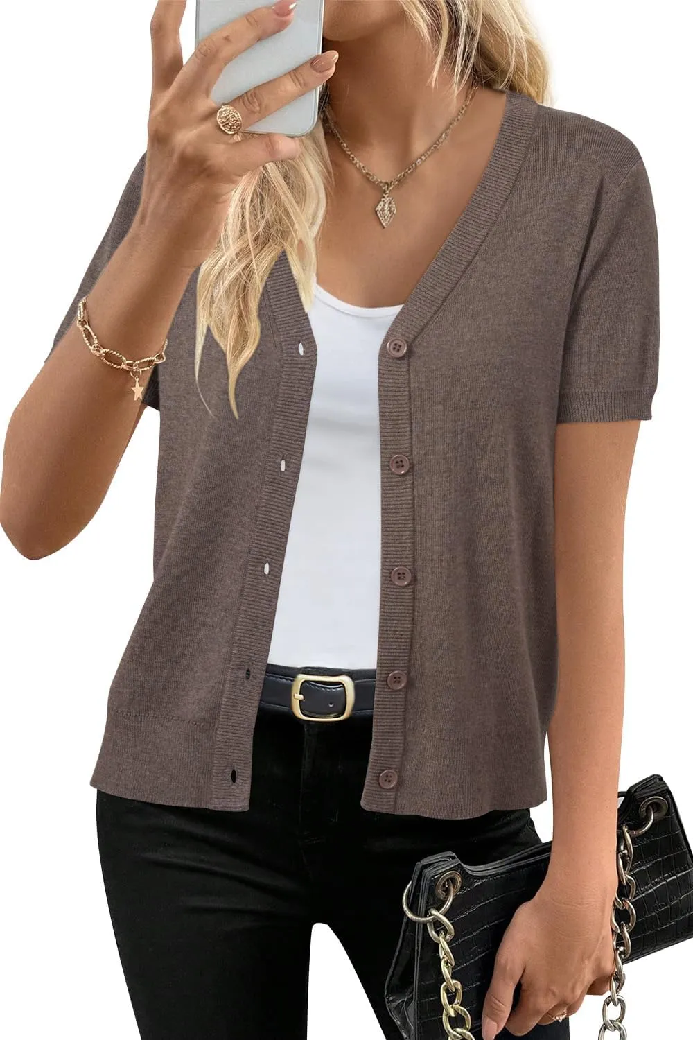 Arach&Cloz Women's Wool Blend Summer Business Casual Cardigan Sweaters 2025