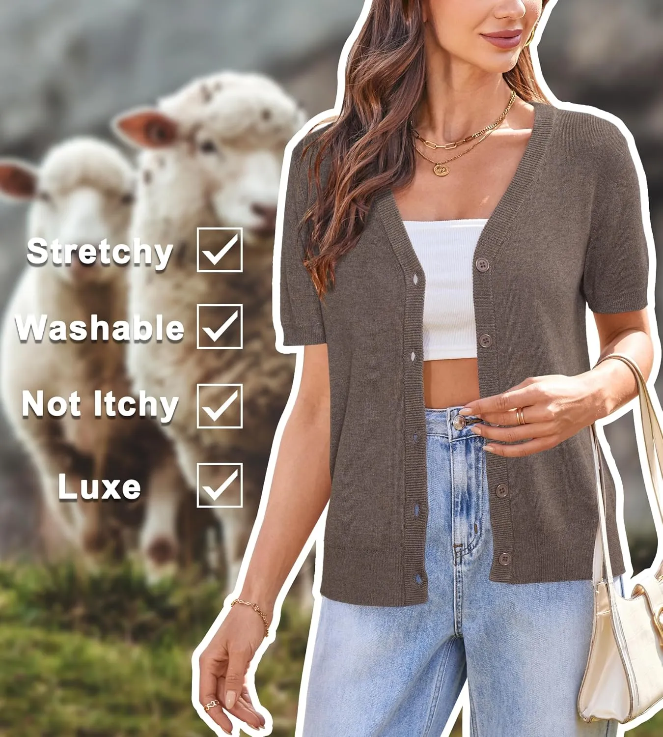 Arach&Cloz Women's Wool Blend Summer Business Casual Cardigan Sweaters 2025