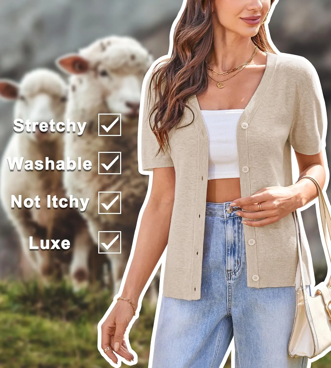 Arach&Cloz Women's Wool Blend Summer Business Casual Cardigan Sweaters 2025
