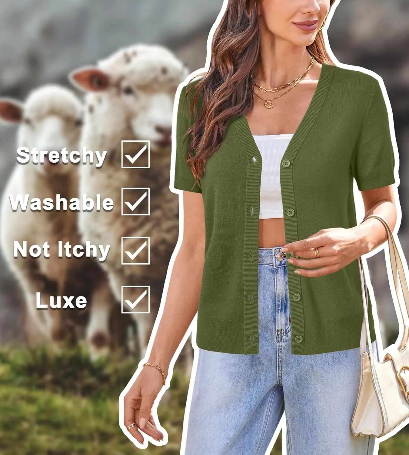 Arach&Cloz Women's Wool Blend Summer Business Casual Cardigan Sweaters 2025