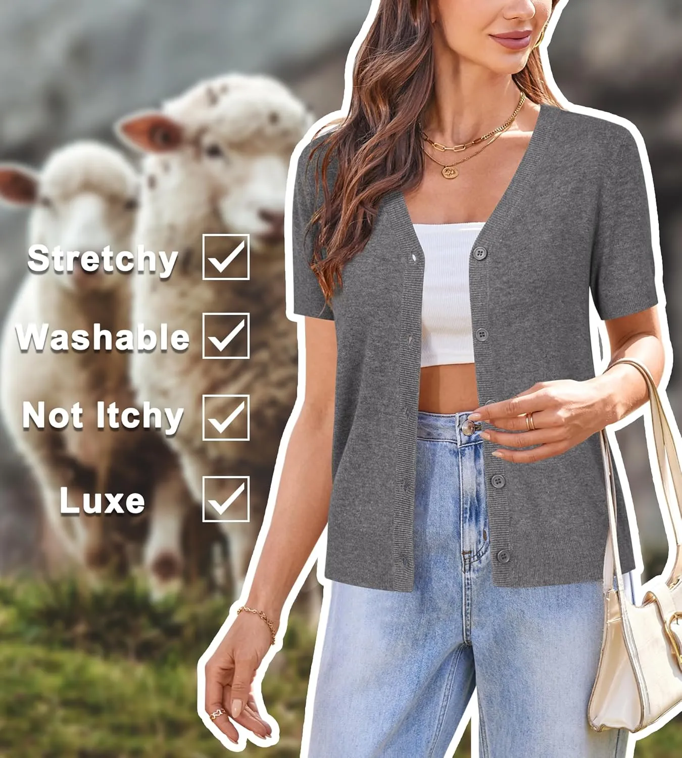 Arach&Cloz Women's Wool Blend Summer Business Casual Cardigan Sweaters 2025