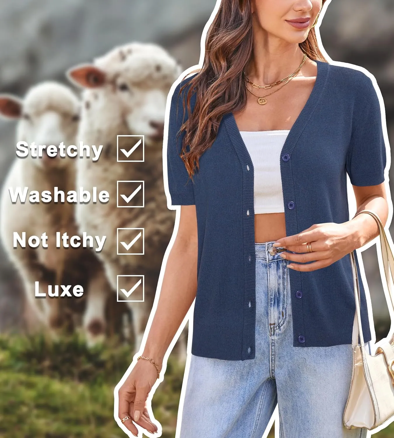 Arach&Cloz Women's Wool Blend Summer Business Casual Cardigan Sweaters 2025
