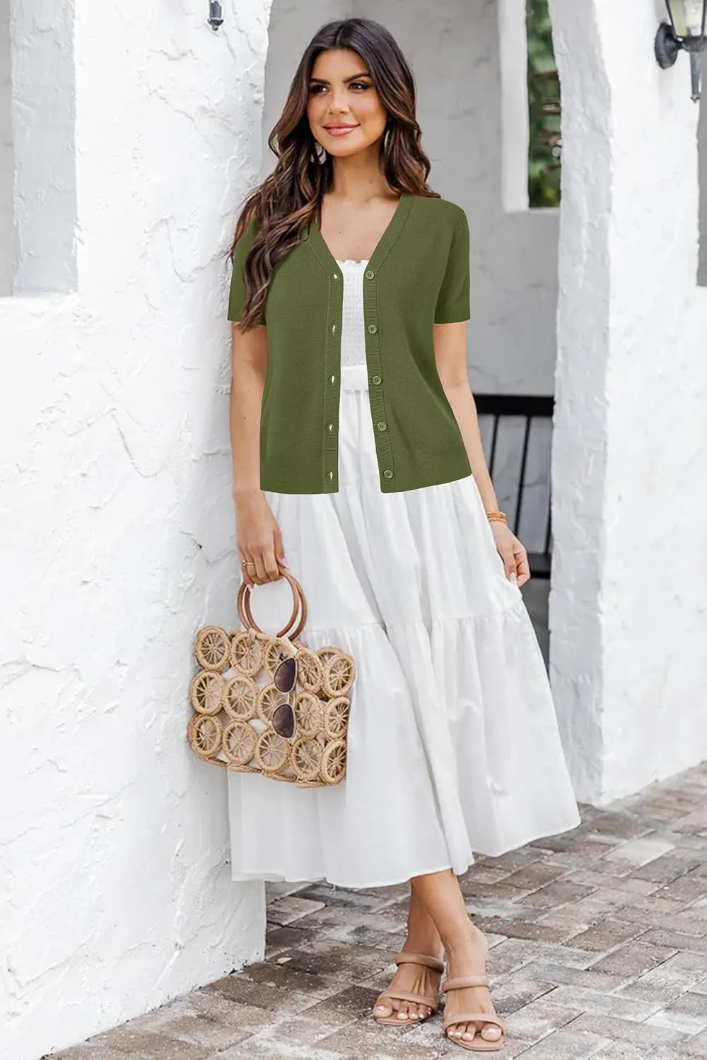 Arach&Cloz Women's Wool Blend Summer Business Casual Cardigan Sweaters 2025
