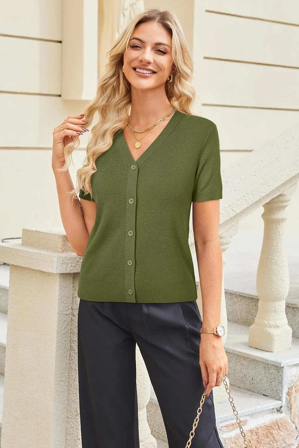 Arach&Cloz Women's Wool Blend Summer Business Casual Cardigan Sweaters 2025