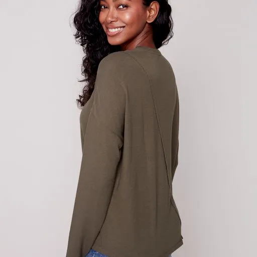 Asymetrical Crew Neck LS Shirt