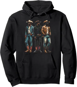 Black Cowboy Western Rodeo Melanin Black History Texas Men Pullover Hoodie