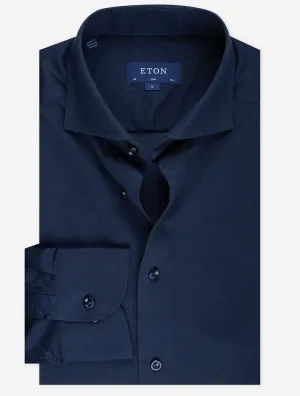 Blue Pique Slim Fit Shirt