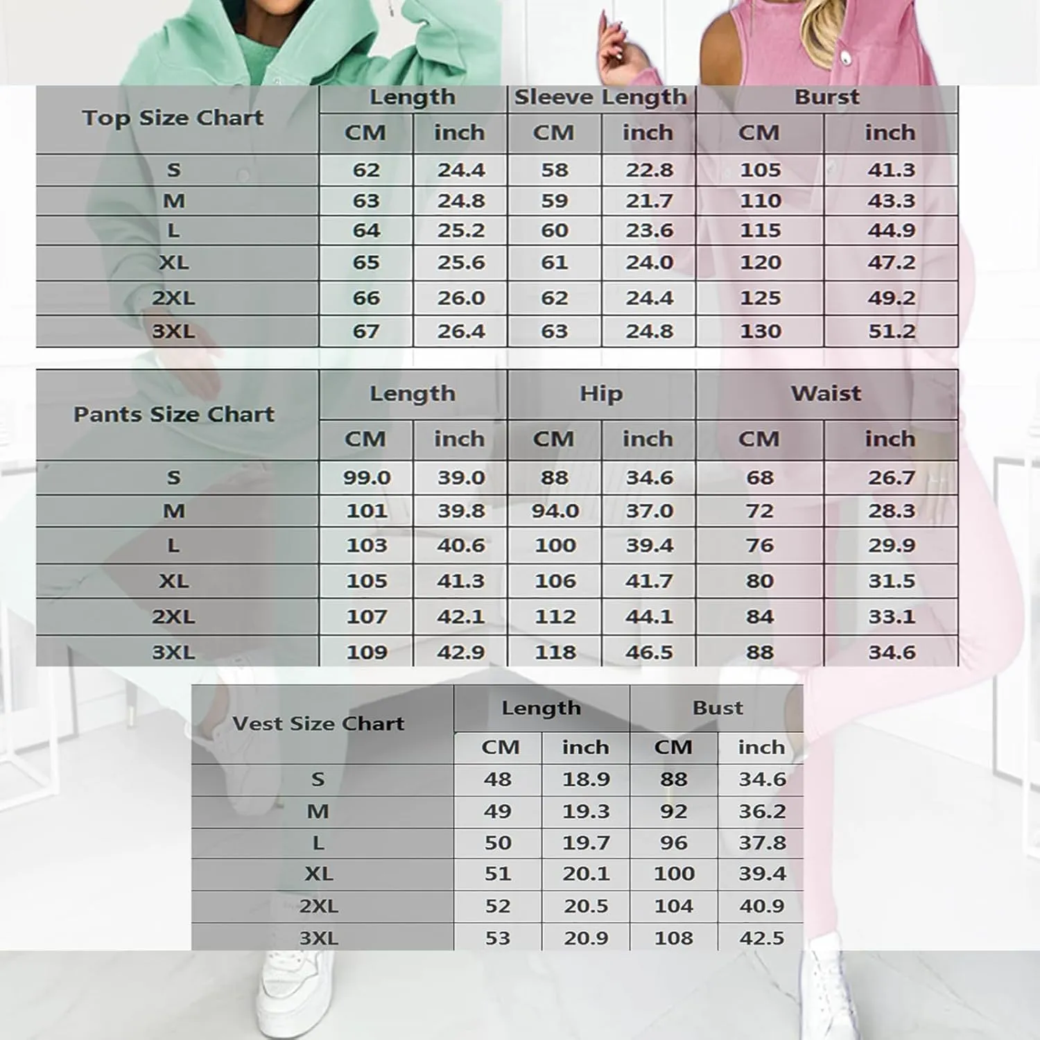 Calmlily 3 Piece Hoodie Set Women 3 Piece Hoodie Set for Women Calmlily Oversized Hooded Casual 3pc Sweatshirt Suit